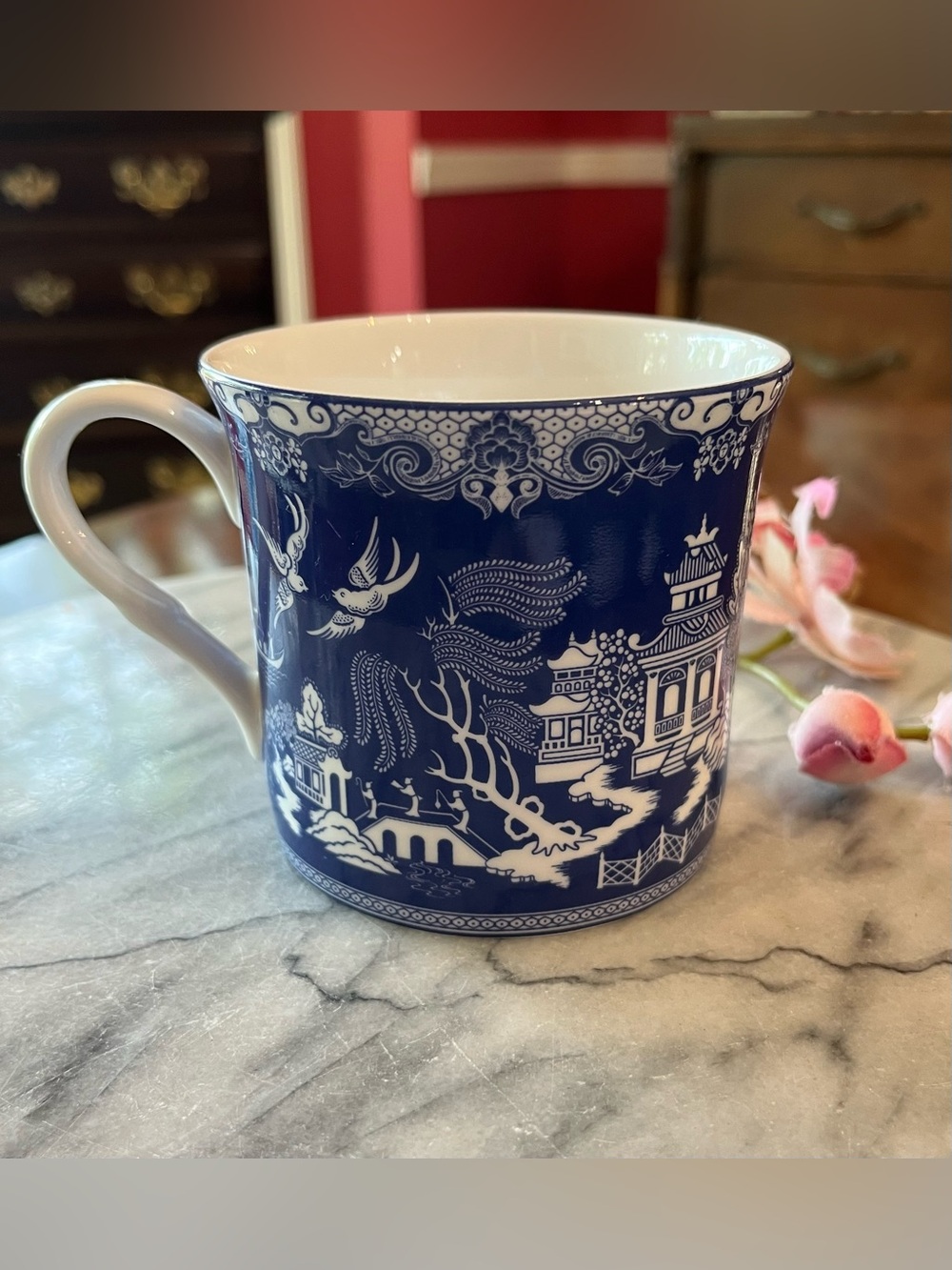 Grace Teaware Blue Willow Stechcol Bone China 10oz. Coffee/Tea Mug